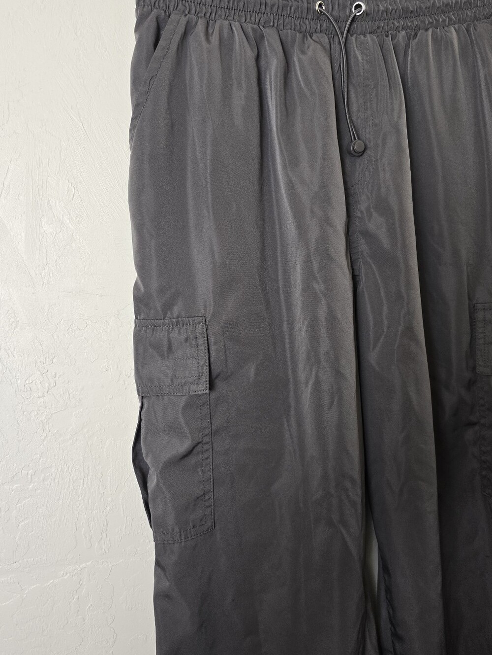 Charcoal Gray Cargo Jogger Pants Drawstring Utility Hiking Travel Outdoor L - Picture 6 of 15